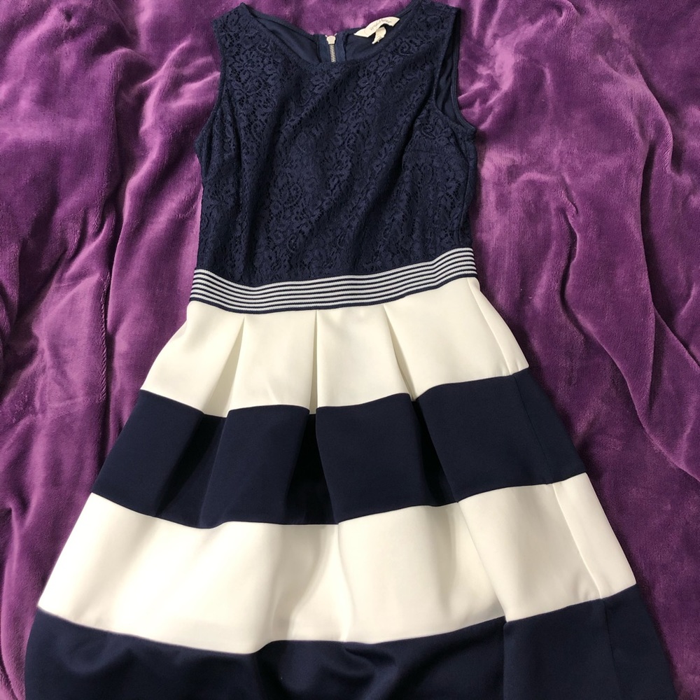 Navy and White Striped Macy’s Dress